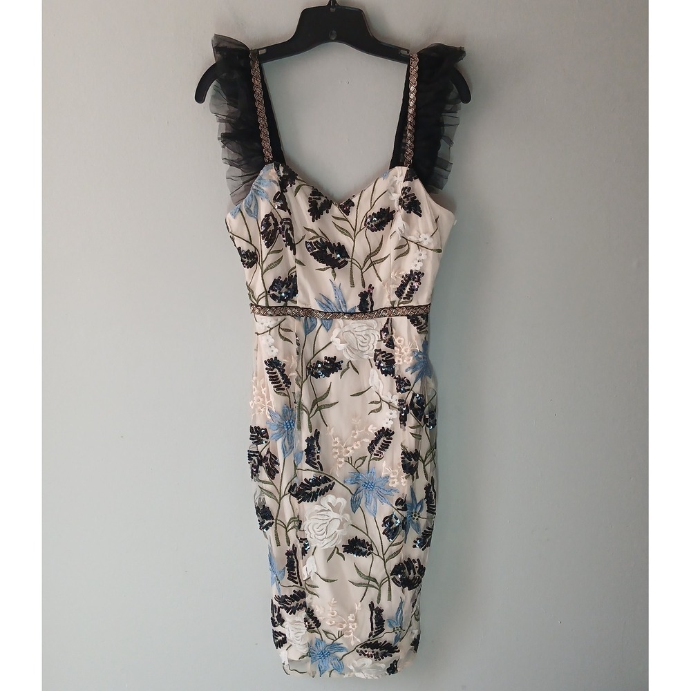 Lulus Women's Size Small Show Stopper Embroidered Sequin Bodycon Midi Dress NWT!